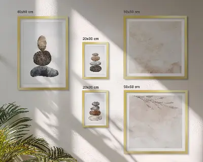 Bilderset Steinstapel-Boho-Malerei für das Sofa
