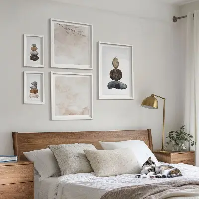 Bilderset Steinstapel-Boho-Malerei für das Sofa
