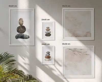 Bilderset Steinstapel-Boho-Malerei für das Sofa