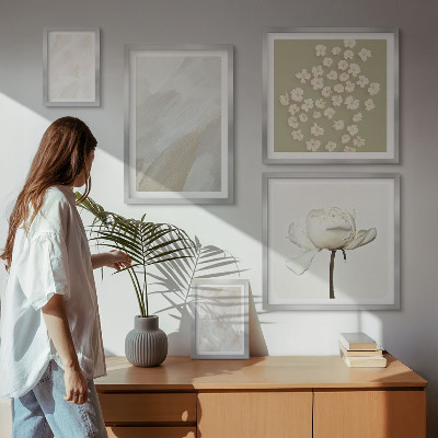 Bilderset fürs sofa Blumen, modische Boho-Texturen