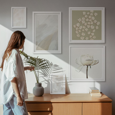Bilderset fürs sofa Blumen, modische Boho-Texturen