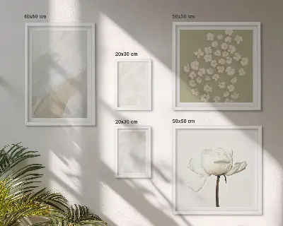 Bilderset fürs Sofa mit modischen Boho-Texturen und Blumenmotiv