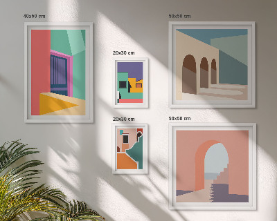 Bilderset fürs sofa Farbenfrohe Illustrationen der Stadt