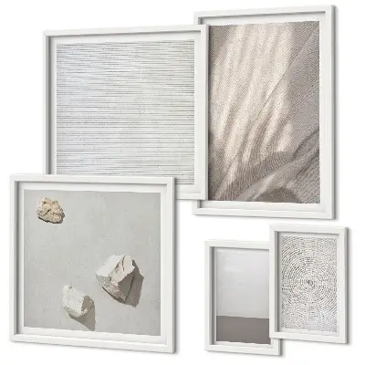 Modernes Wandbilder-Set mit zarten Boho-Texturen der Natur