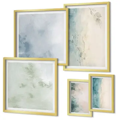 Modernes Wandbilder-Set verschüttete Wasserfarben auf Leinwand im Minimalismus-Stil