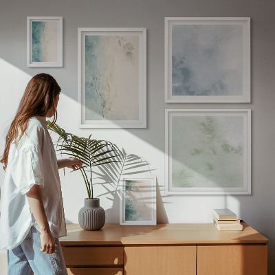 Modernes wandbilder-set Verschüttete Wasserfarben auf Leinwand, Minimalismus