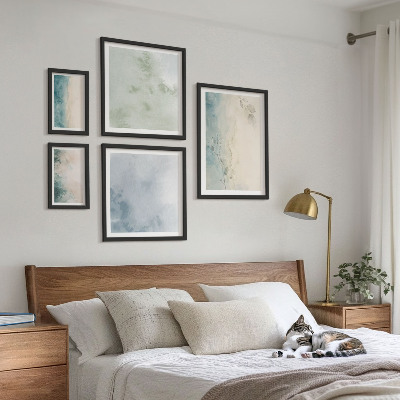 Modernes wandbilder-set Verschüttete Wasserfarben auf Leinwand, Minimalismus