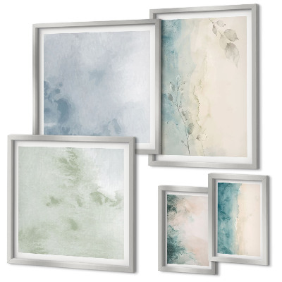 Modernes wandbilder-set Verschüttete Wasserfarben auf Leinwand, Minimalismus