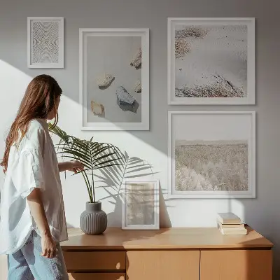 Modernes Wandbilder-Set mit Boho-Naturtexturen