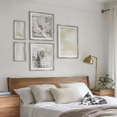 Bilderset fürs Sofa mit minimalistischer Farbstruktur