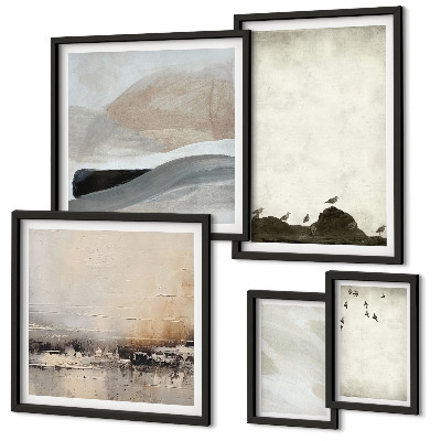 Bildergalerie-set für die wand Vögel, Steine, Pinselstriche, Verzierungen