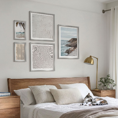 Modernes wandbilder-set Sommerlicher Sandstrand mit Meerblick