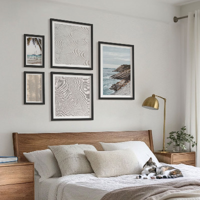 Modernes wandbilder-set Sommerlicher Sandstrand mit Meerblick