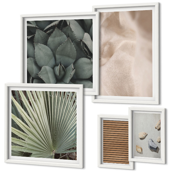 Bildergalerie-set für die wand Steine, Holz, Stofftexturen