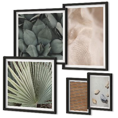 Bildergalerie-set für die wand Steine, Holz, Stofftexturen