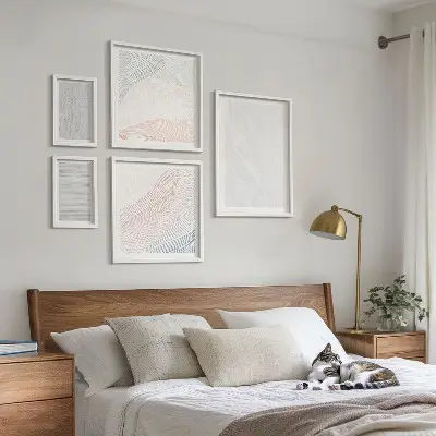 Modernes Wandbilder-Set helle Strukturen mit Schnurmuster