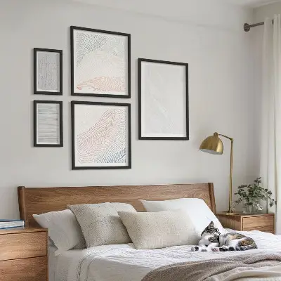 Modernes Wandbilder-Set helle Strukturen mit Schnurmuster