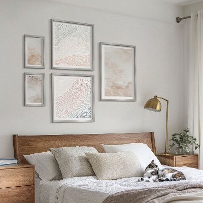 Bilderset fürs sofa Aquarellblätter und -flecken