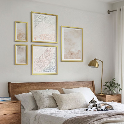 Bilderset fürs sofa Aquarellblätter und -flecken
