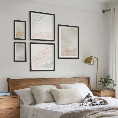 Bilderset fürs sofa Aquarellblätter und -flecken