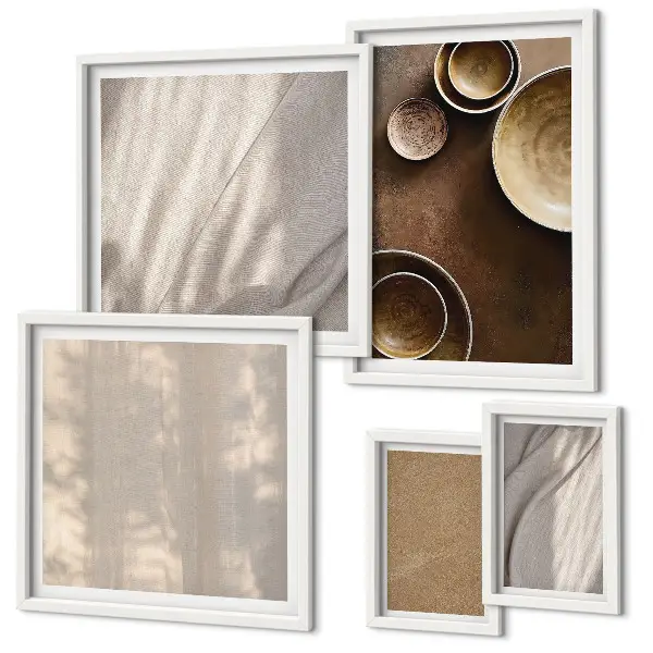 Modernes Wandbilder-Set mit minimalistischen Texturstrukturen