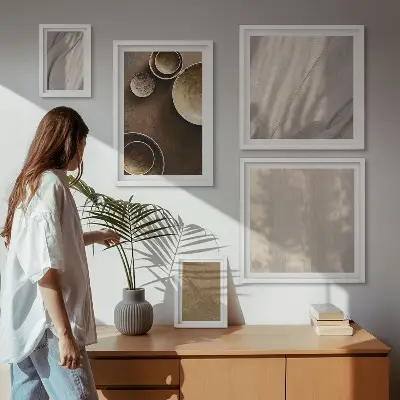 Modernes Wandbilder-Set mit minimalistischen Texturstrukturen
