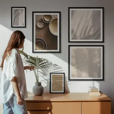 Modernes Wandbilder-Set mit minimalistischen Texturstrukturen