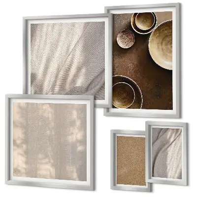 Modernes Wandbilder-Set mit minimalistischen Texturstrukturen