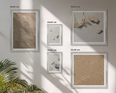 Bildergalerieset für die Wand mit natürlichen Strukturen von Steinen und Strand
