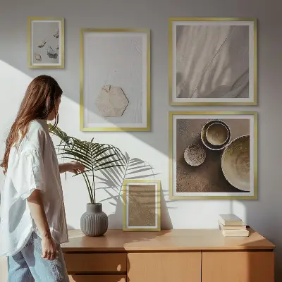Modernes Wandbilder-Set minimalistische Texturen in warmen Tönen