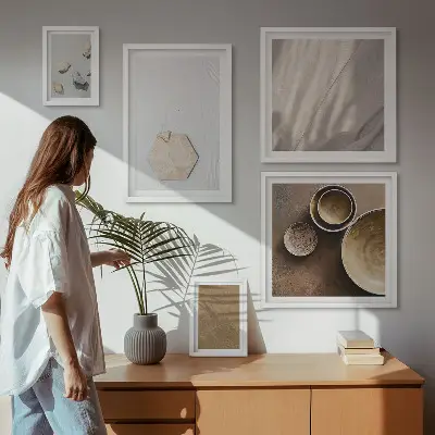 Modernes Wandbilder-Set minimalistische Texturen in warmen Tönen