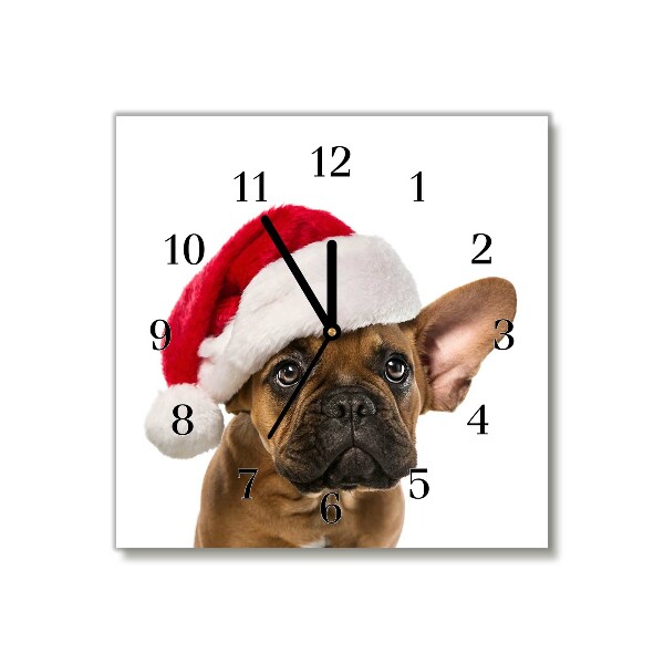 Glasuhr Quadrat Bulldog Hundeweihnachts