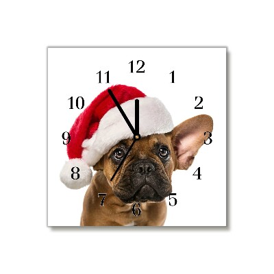 Glasuhr Quadrat Bulldog Hundeweihnachts