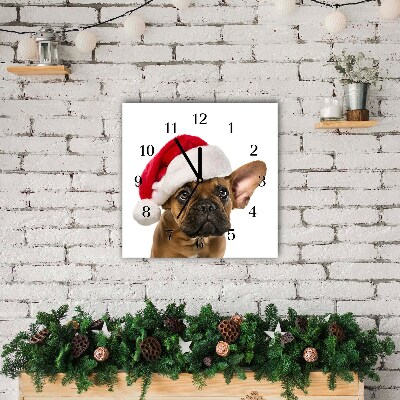 Glasuhr Quadrat Bulldog Hundeweihnachts