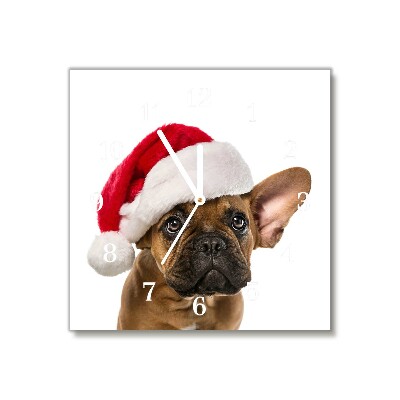 Glasuhr Quadrat Bulldog Hundeweihnachts