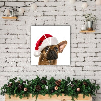 Glasuhr Quadrat Bulldog Hundeweihnachts