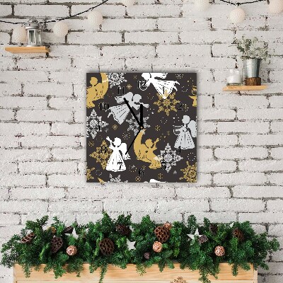 Glasuhr Quadrat Schneeflocken Weihnachtsengel