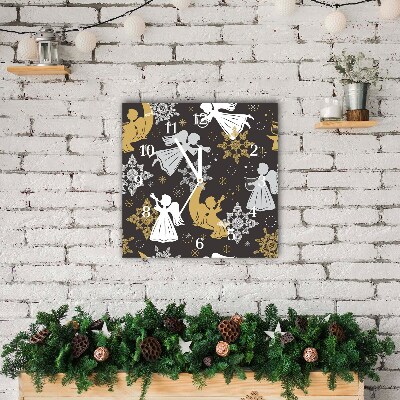 Glasuhr Quadrat Schneeflocken Weihnachtsengel