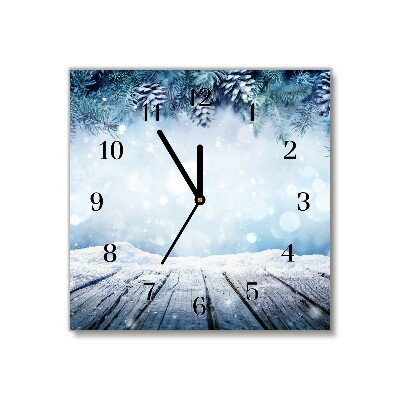 Glasuhr Quadrat Winter-Schnee-Weihnachtsbaum