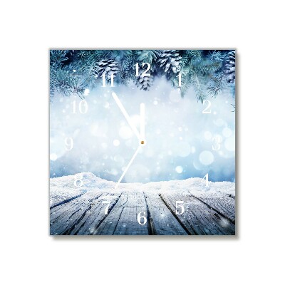 Glasuhr Quadrat Winter-Schnee-Weihnachtsbaum