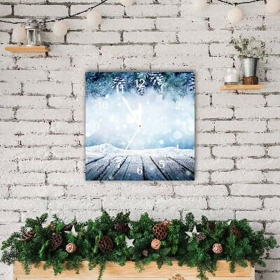Glasuhr Quadrat Winter-Schnee-Weihnachtsbaum