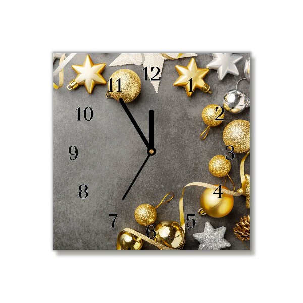 Glasuhr Quadrat Golden Stars Weihnachtsferien