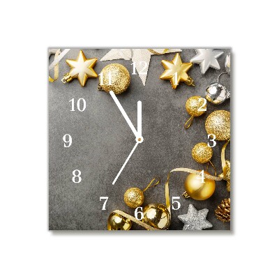 Glasuhr Quadrat Golden Stars Weihnachtsferien