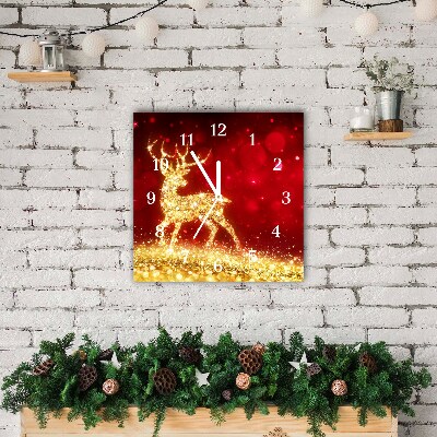 Glasuhr Quadrat Goldene Ren-Weihnachtsdekoration