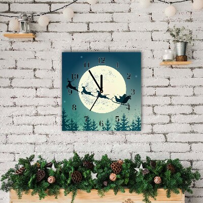 Glasuhr Quadrat Weihnachtsmann Schlitten Weihnachten