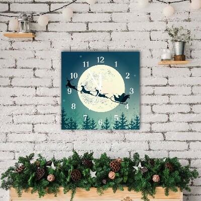 Glasuhr Quadrat Weihnachtsmann Schlitten Weihnachten