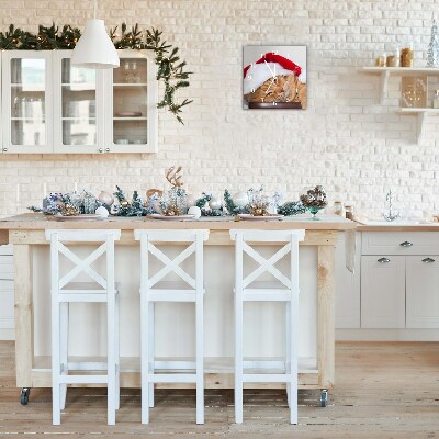Glasuhr Quadrat Weihnachtskatze in Sankt-Hut