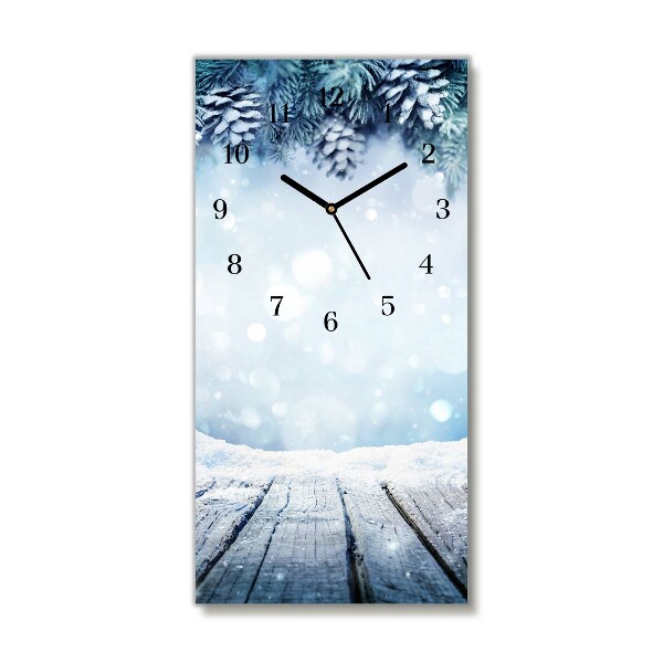 Glasuhr Vertikal Winter-Schnee-Weihnachtsbaum