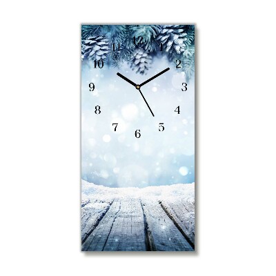 Glasuhr Vertikal Winter-Schnee-Weihnachtsbaum
