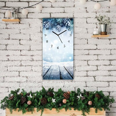 Glasuhr Vertikal Winter-Schnee-Weihnachtsbaum